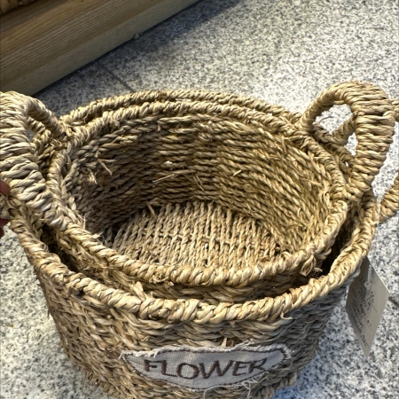 Hand-woven straw flower basket cover two Hand-woven straw flower basket cover two